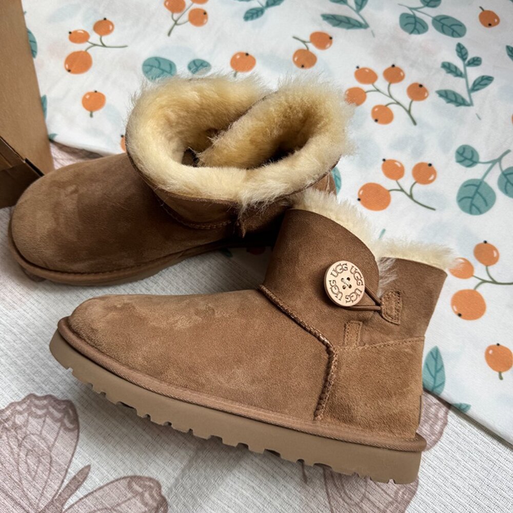 UGG Mini Bailey Button Crystals Chestnut Boots - … - image 3